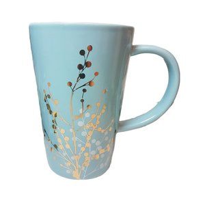 Davids Tea Nordic Mug Teacup Mint Blue Green White Gold Tree Branches